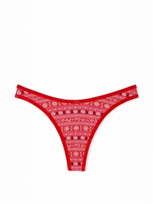 Red Victoria Secret Vermillion Thong Cotton Underwear | GUCJB8457