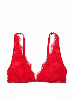 Red Victoria Secret Vermillion Twinkle Lace Elongated Trianglelette Bras | GTMWF7390