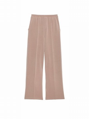 Rose / Beige Victoria Secret CandeNude Wide Leg VSX Featherweight Knit Joggers | RBALH9645