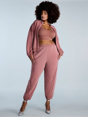 Rose / Pink Victoria Secret Vintage Cuffed VSX Featherweight Knit Joggers | GULYK3582