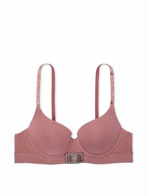 Rose / Pink Victoria Secret Vintage Push Up Shine Patch Bras | QYOPR6157