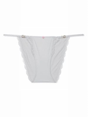 Silver / Grey Victoria Secret Pearl Lace Trim Bikini Underwear | GWVPZ0345