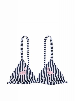 Stripes / Blue Victoria Secret Flamingo Triangle Bikini Top | BFOPT6214