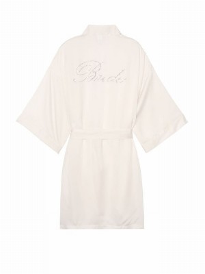 White Victoria Secret Coconut Bride Embellished Robe Nightwear | EOQHK3270