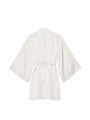 White Victoria Secret Coconut Lace Inset Robe Nightwear | LOXCU7510