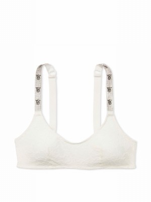 White Victoria Secret Coconut Lace Shine Straplette Bras | OTGBM3710