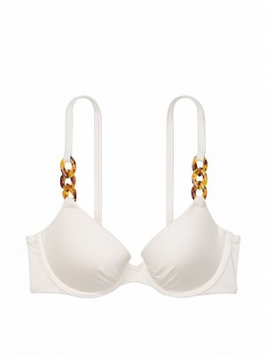White Victoria Secret Coconut Push Up Chain Bikini Top | LJGRH0781