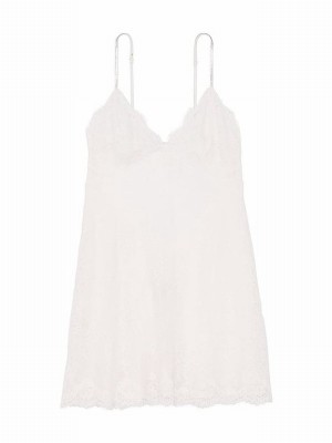 White Victoria Secret Coconut Twinkle Shine Strap Lace Slip Lingerie | LTEIH4968