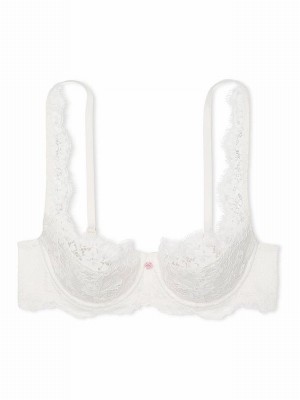 White Victoria Secret Cooconut Lace Lightly Lined Balcony Bras | PLUDB6810