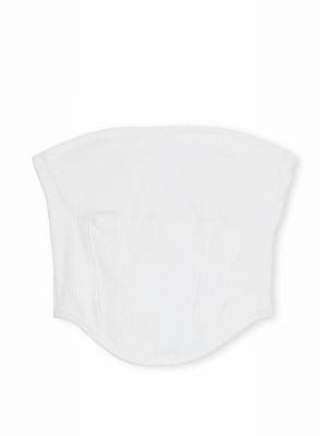 White Victoria Secret Cotton Strapless Corset Top Lingerie | DXLQT0632