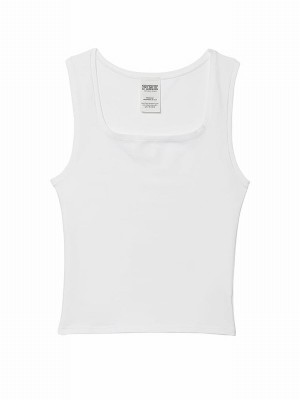 White Victoria Secret Cotton Tops | HXAJM5749