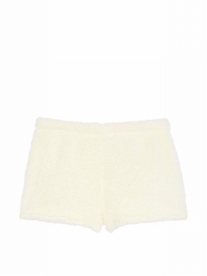 White Victoria Secret Creamer Cosy Knit Boxer Nightwear | MIWBQ4109