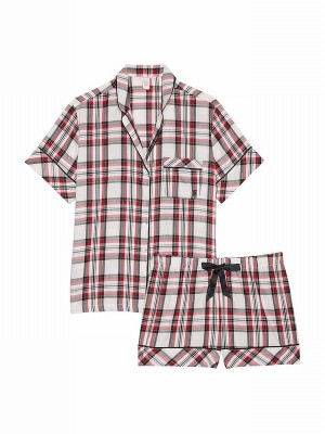 White Victoria Secret Lipstick Traditional Plaid Flannel Nightwear | WXLVR0794