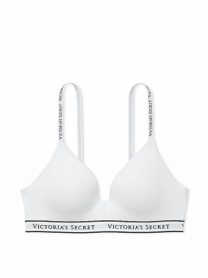 White Victoria Secret Logo Band Non WiLightly Lined Bras | PHLFQ2485