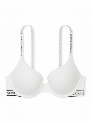 White Victoria Secret Logo Full Cup Push Up Bras | CNJHE9031
