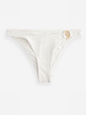 White Victoria Secret Logo Hardware Crochet Brief Bikini Bottom | SJAMP3870