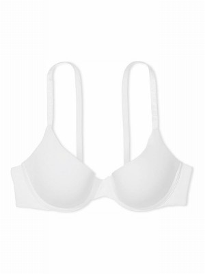 White Victoria Secret Logo Strap Demi Lightly Lined Bras | UCIHJ8714