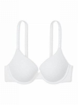 White Victoria Secret Logo Strap Full Cup Push Up Bras | TZUOV2897