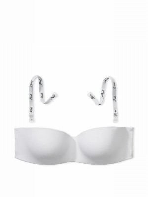 White Victoria Secret Logo Strapless Multiway Push Up Bras | HLOAX0897
