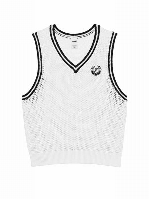 White Victoria Secret Optic Crochet Tops | TWOFQ1936