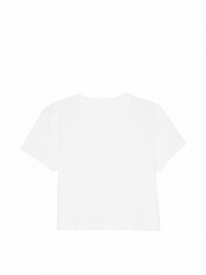 White Victoria Secret Optic Crop Dreamer T Shirts | FMPGU2864