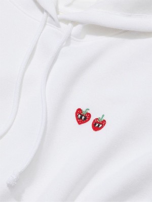 White Victoria Secret Optic Cropped Hoodie | MRYLD8327