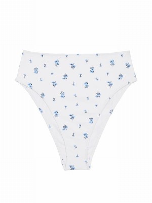 White Victoria Secret Optic Floral High Waisted Bikini Bottom | RICWK3287