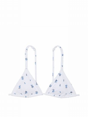 White Victoria Secret Optic Floral Triangle Bikini Top | KPEYD4167