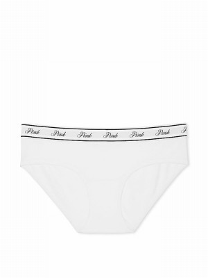 White Victoria Secret Optic Hipster Cotton Logo Underwear | MBVSK1963