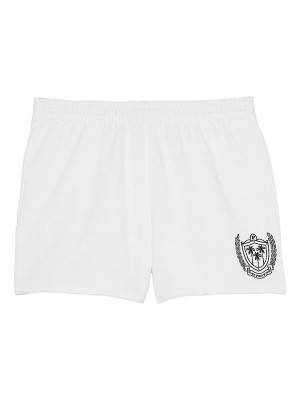 White Victoria Secret Optic Logo Fleece Shorts | EYCJL0925