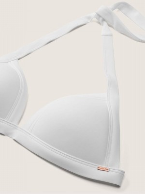 White Victoria Secret Optic Push Up Triangle Halterneck Bikini Top | OILBT3106