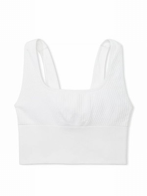 White Victoria Secret Optic Seamless Low Impact Sports Bra | TRKBM6071