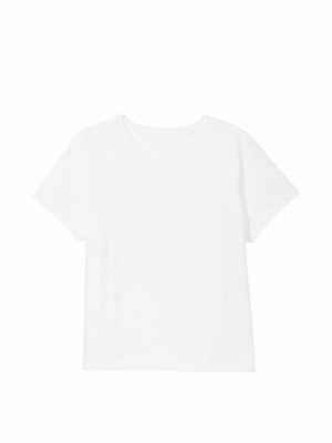 White Victoria Secret Optic Sleeve Dreamer T Shirts | PSWLN5617