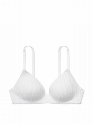 White Victoria Secret Ribbed Non WiLightly Lined Bras | DQIHM4052