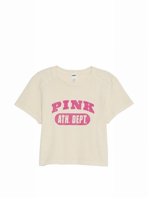 White Victoria Secret Shell Crop Dreamer T Shirts | DGAHZ5916