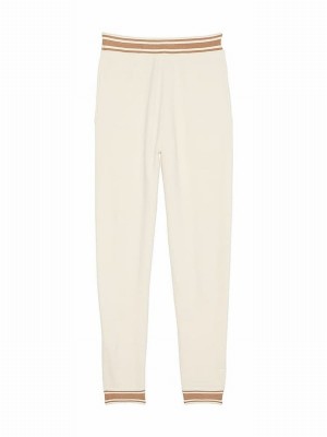 White Victoria Secret Shell Cuffed Knitted Joggers | JAKCQ7329