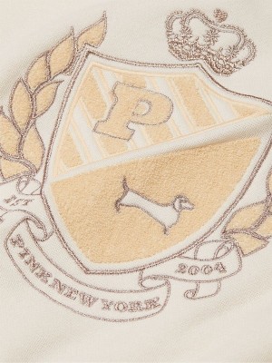 White Victoria Secret Shell Shine Zip Up Fleece Hoodie | GLFOC8051