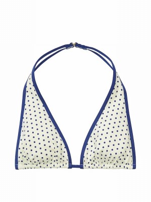 White Victoria Secret Sleepy Dot Halter Frankies Augusta Bikini Top | JASDW0249