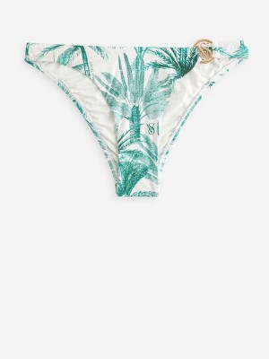 White Victoria Secret Tropical Palm Logo Hardware Brief Bikini Bottom | FNQDR4103