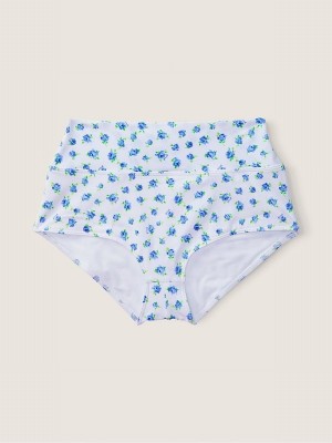 White / Blue Victoria Secret Morning Sky Floral High Waisted Bikini Bottom | GPOAS2531
