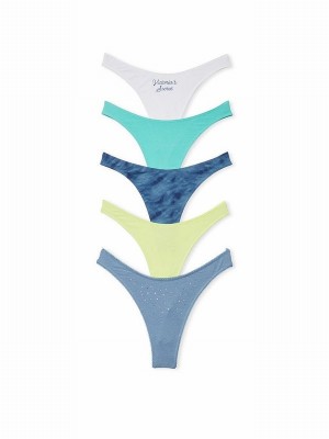 White / Blue / Green / Yellow Victoria Secret 5 Pack Underwear | PASWZ8520