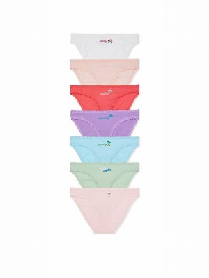 White / Pink / Red / Purple / Blue / Green Victoria Secret 7 Pack Underwear | QWLCO5901
