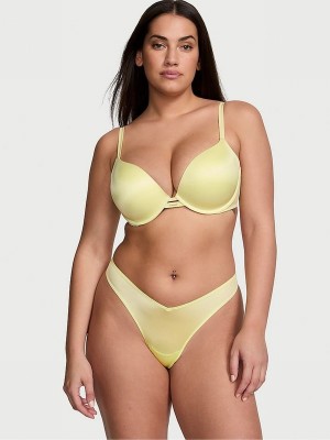 Yellow Victoria Secret Citron Glow Smooth Plunge Push Up Bras | CALNB4938