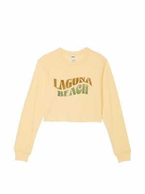 Yellow Victoria Secret Honeysuckle Cotton Slub Cropped Boxy Long Sleeve T Shirts | RPSYZ6150