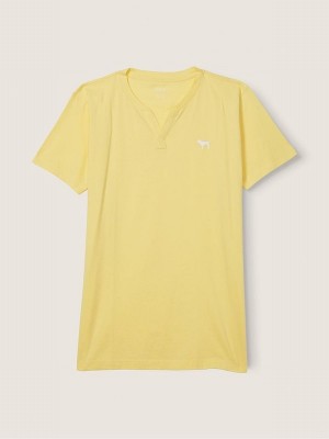 Yellow Victoria Secret Tulip V Neck Sleeve T Shirts | KLTHF7084
