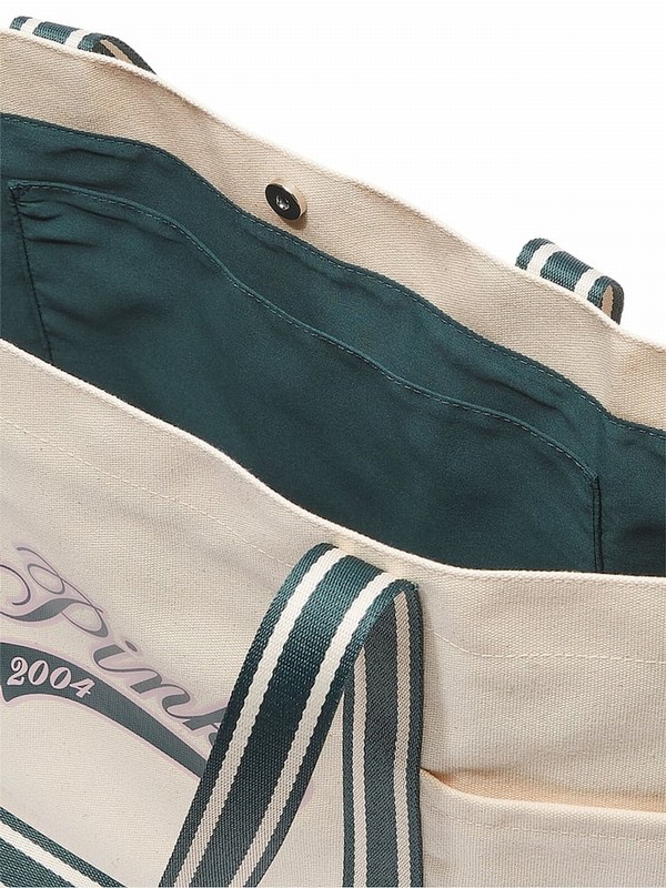 Beige Victoria Secret Beige Canvas Tote Bags | YALSP0645