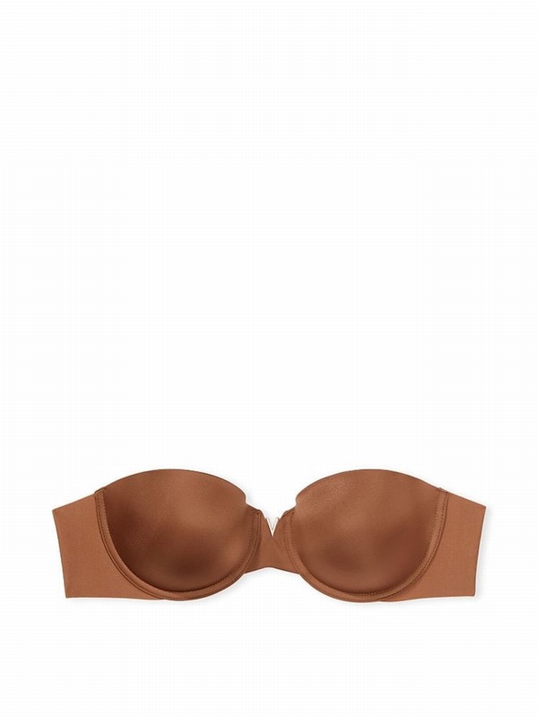 Beige Victoria Secret Caramel Kiss Nude Smooth Multiway Strapless Push Up Bras | HQKZI8239