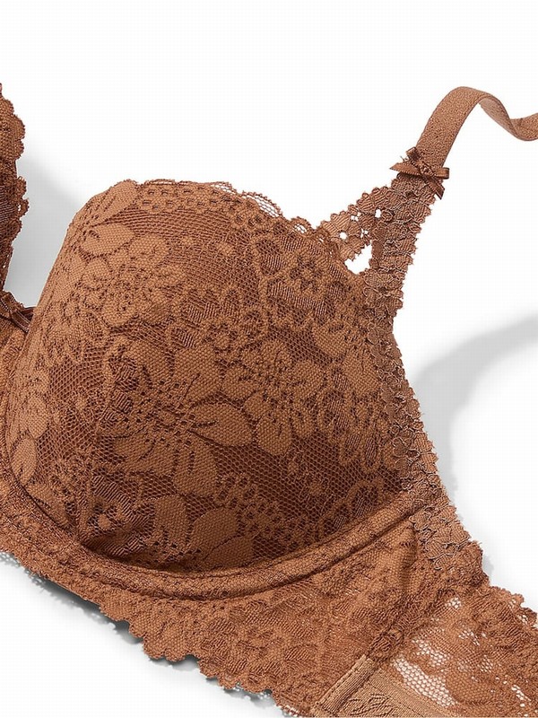 Beige Victoria Secret Caramel Nude Balcony Lace Bras | ZOJUR8072