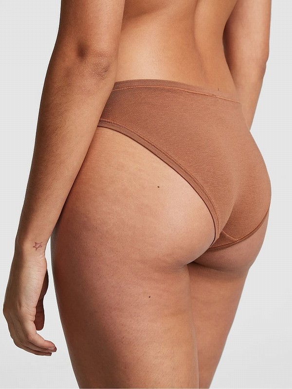 Beige Victoria Secret Caramel Nude Bikini Cotton Underwear | QBNDS4195