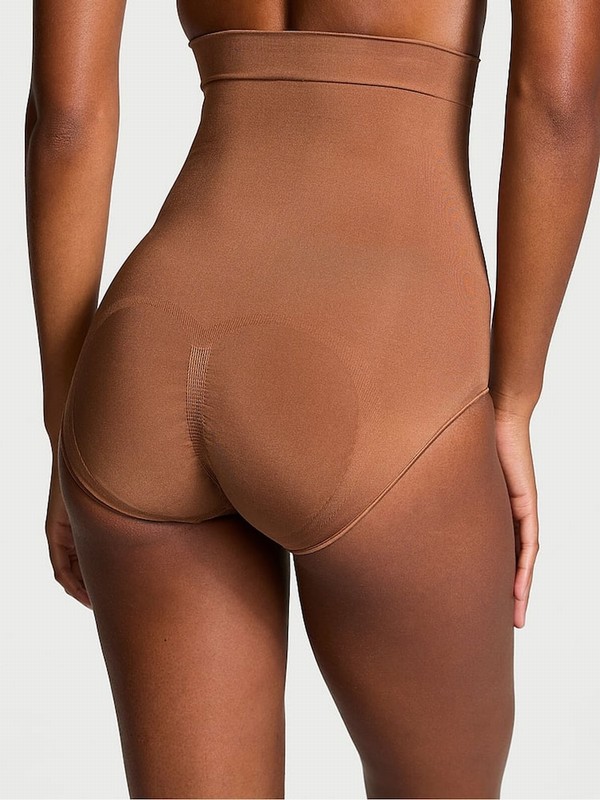 Beige Victoria Secret Caramel Nude Brief Seamless Shaping™ High Waist Underwear | DHVST3879